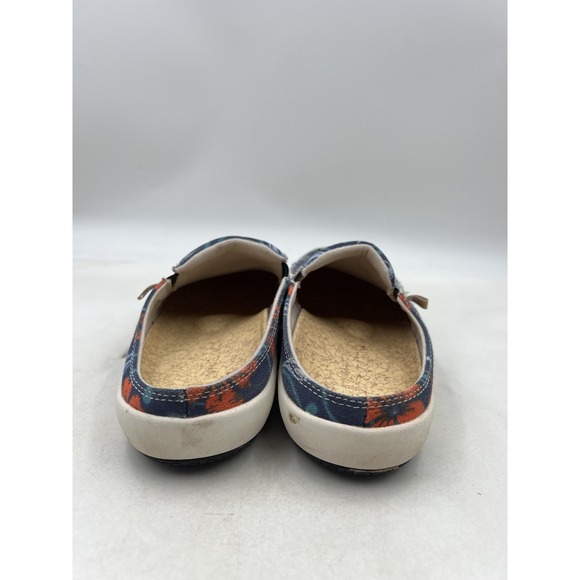 Spenco Shoes Womens Size 8 Blue Red Floral Canvas Slip On Comfort Loafers Casual - Picture 3 of 13